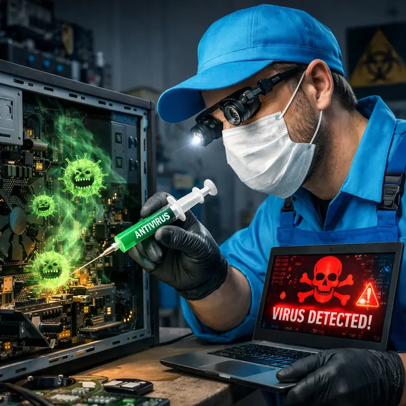Лечение компьютера от вирусов в Красноармейске на дому